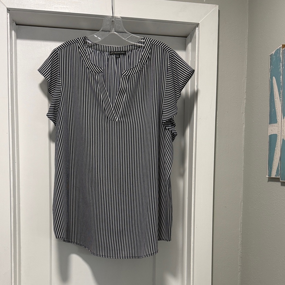 Adrianna Papell Black and White Striped Blouse